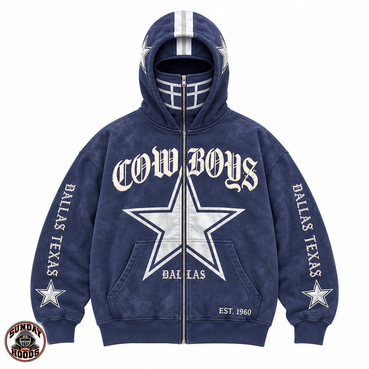Blue football balaclava hoodie