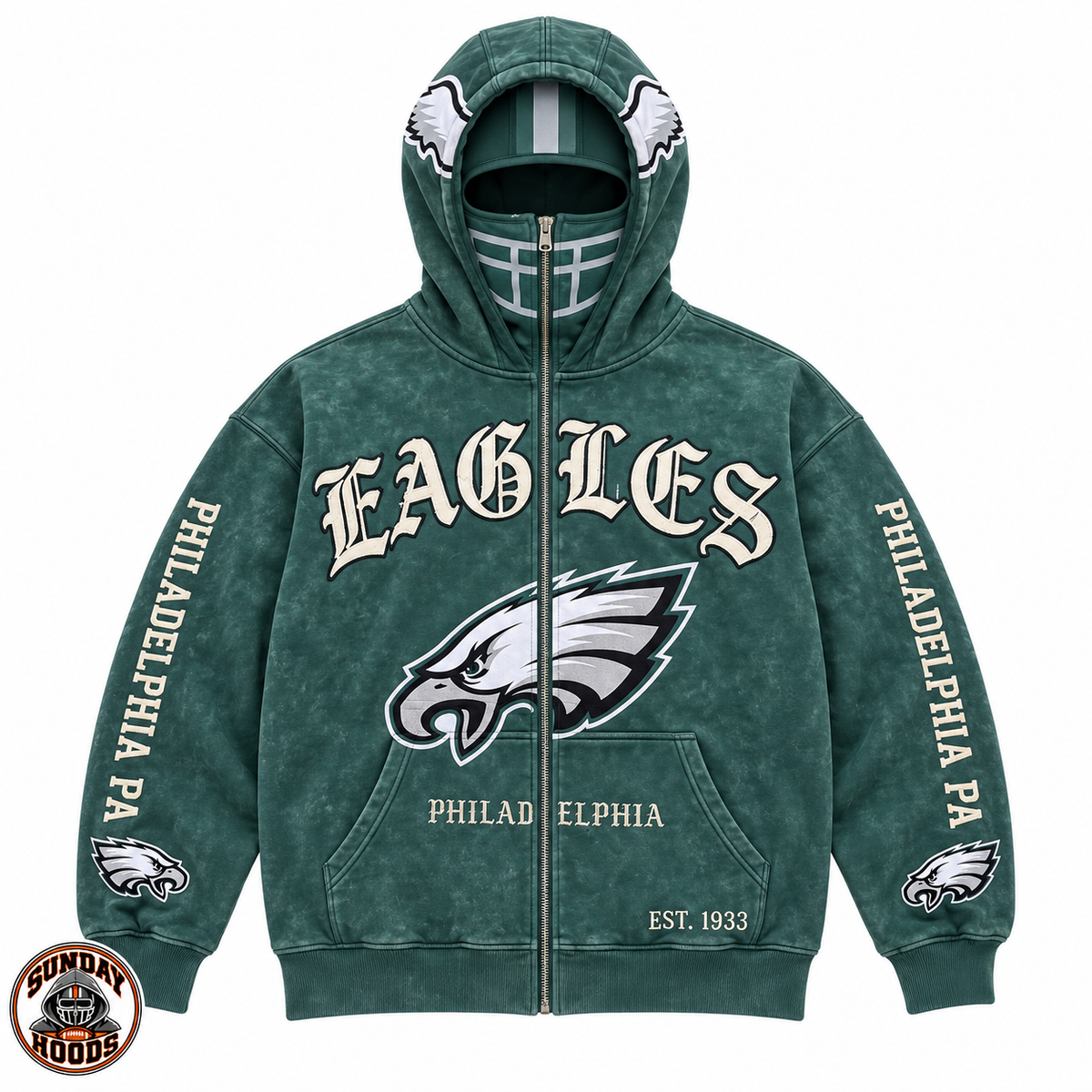 Green football balaclava hoodie