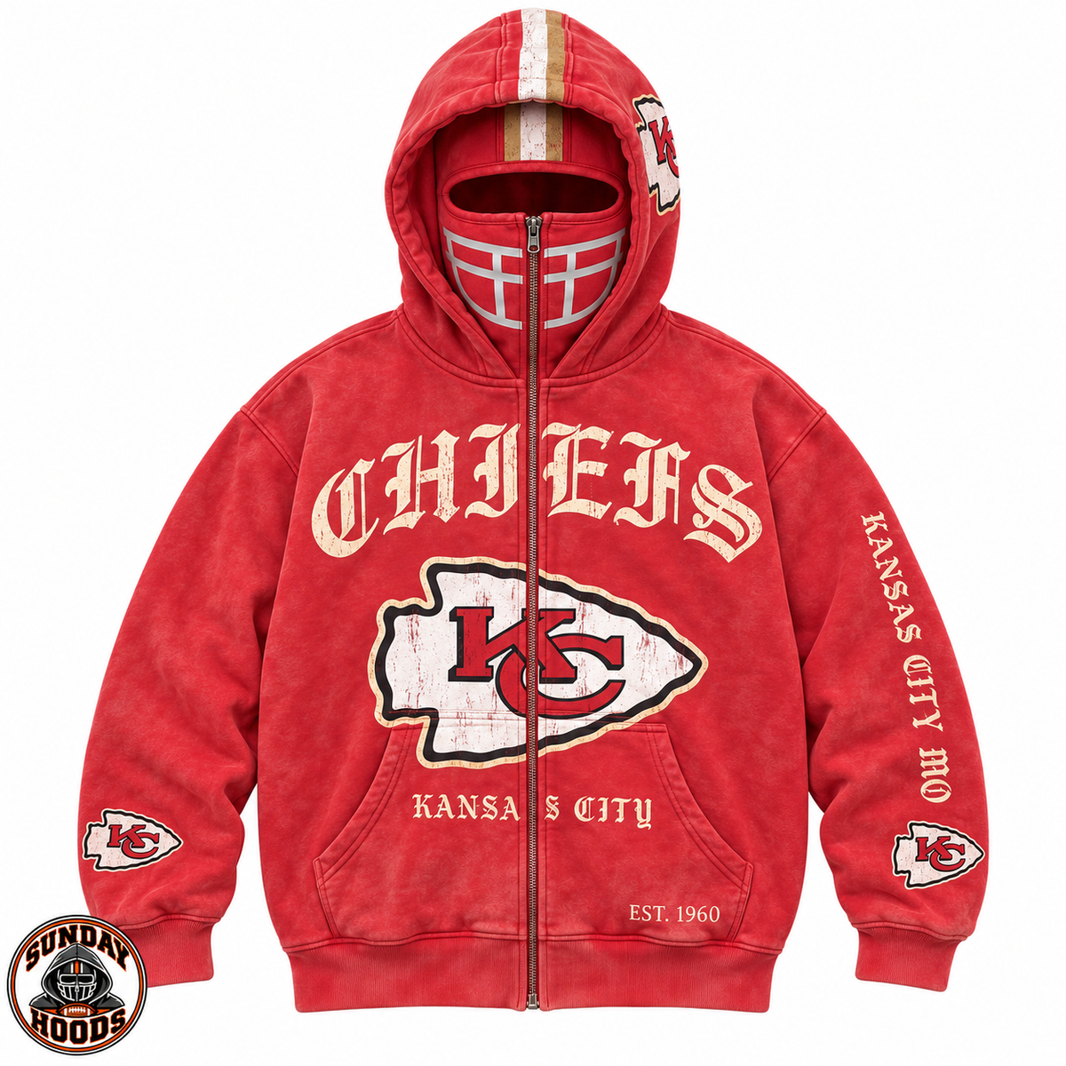 Red football balaclava hoodie