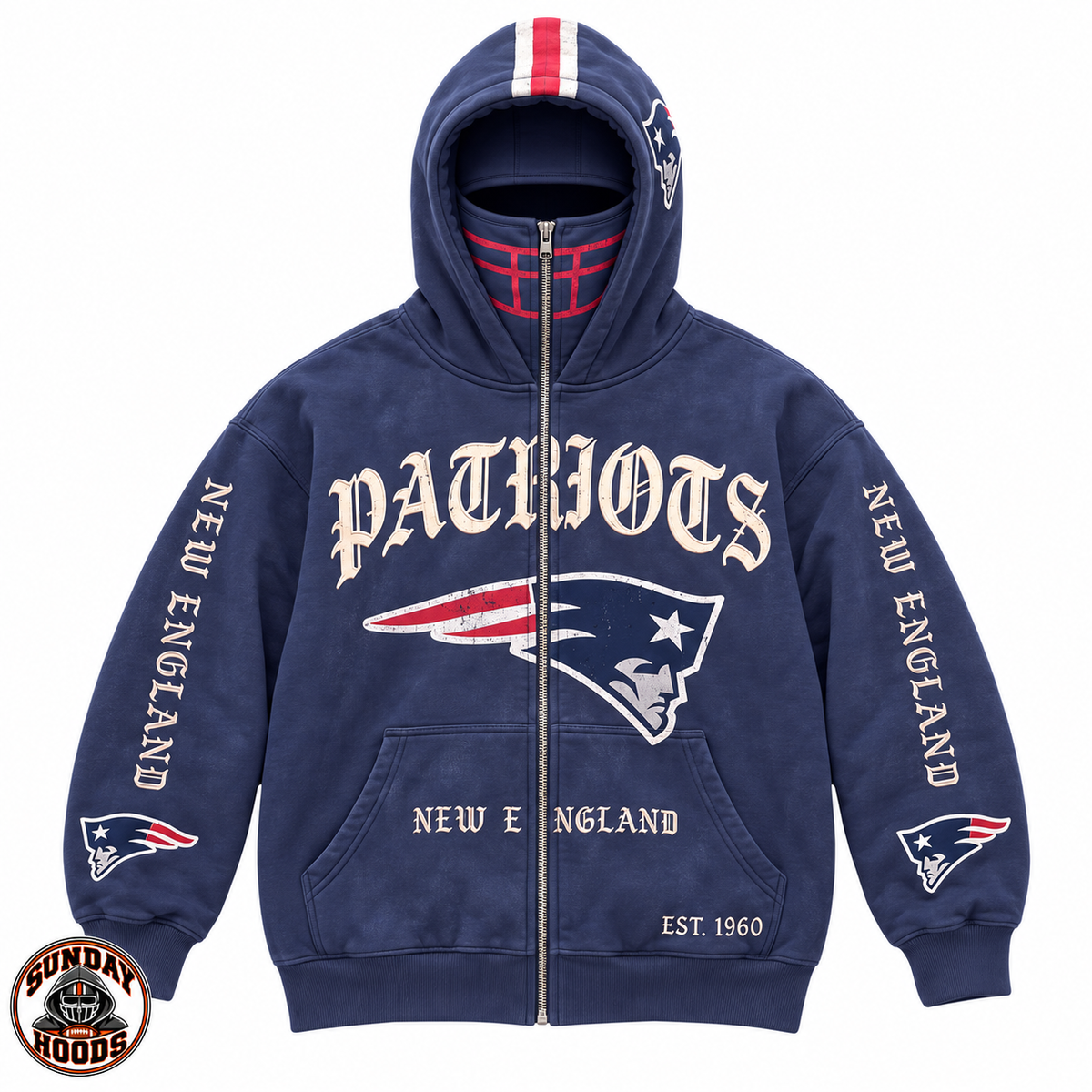 Navy football balaclava hoodie