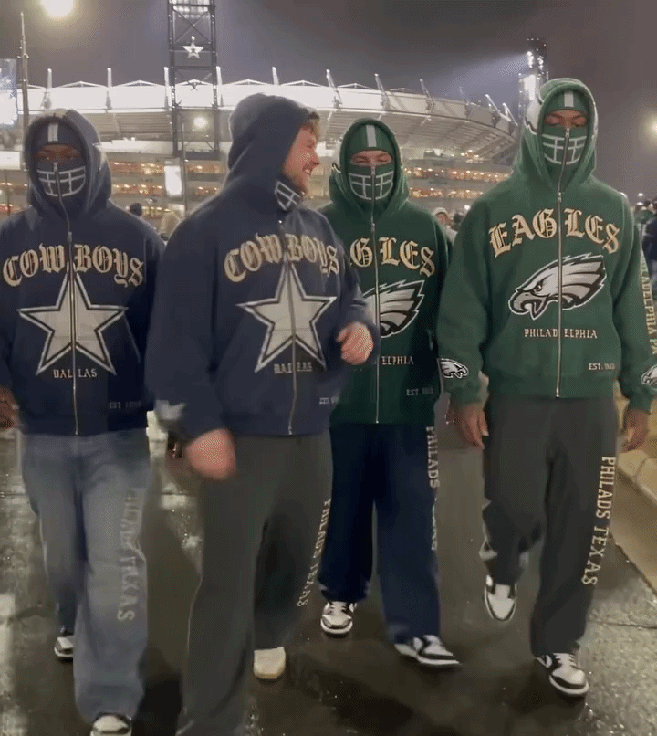 Football balaclava hoodies worn on game day
