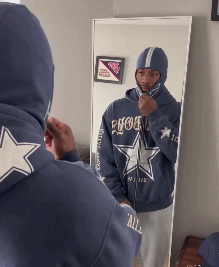 Full zip football helmet style hoodie